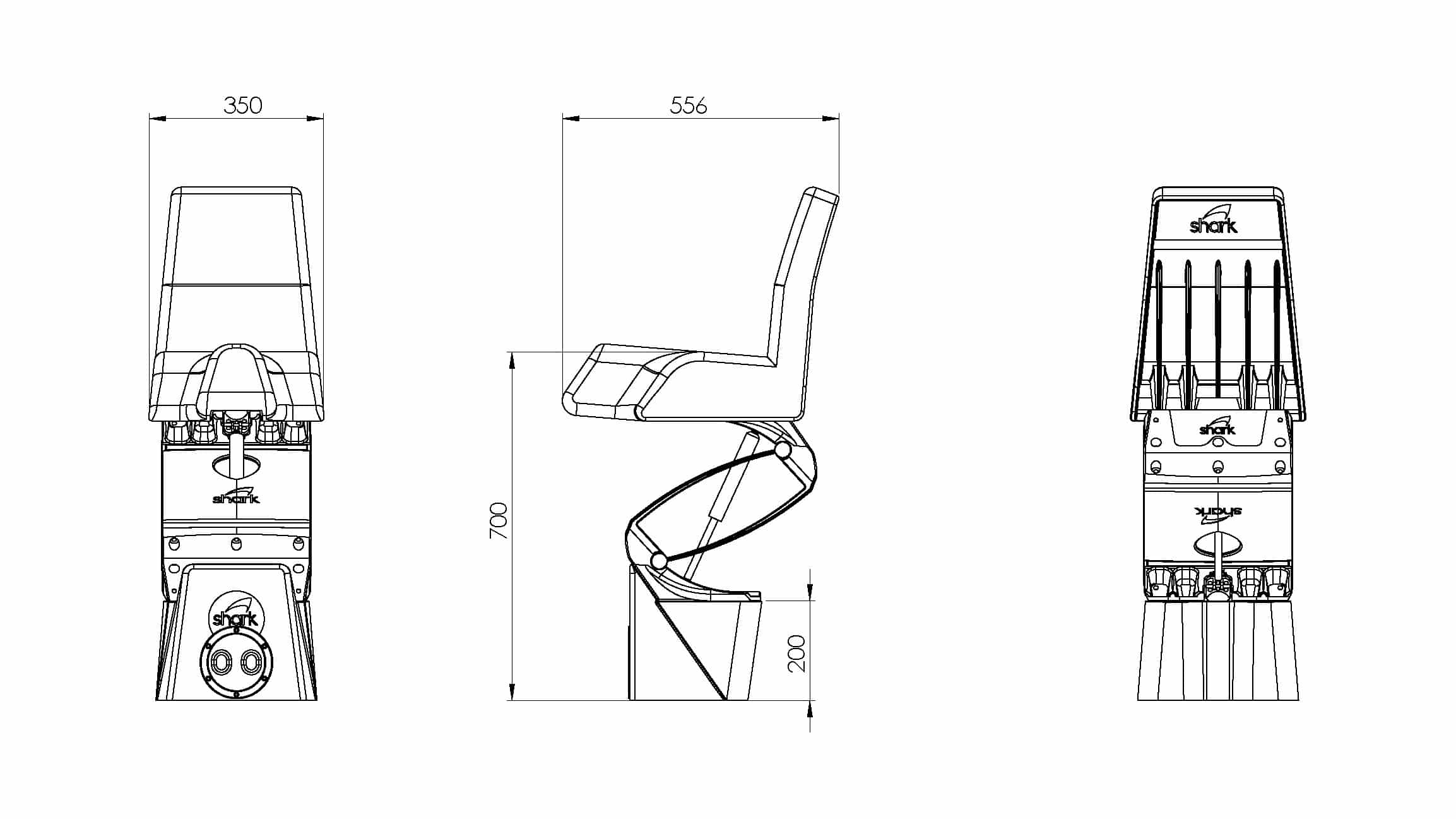 Technical Drawings SHARK FLEX WITH 200MM BASE - Technical Drawings